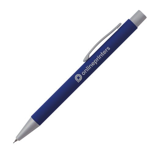 Matita meccanica blu con clip.