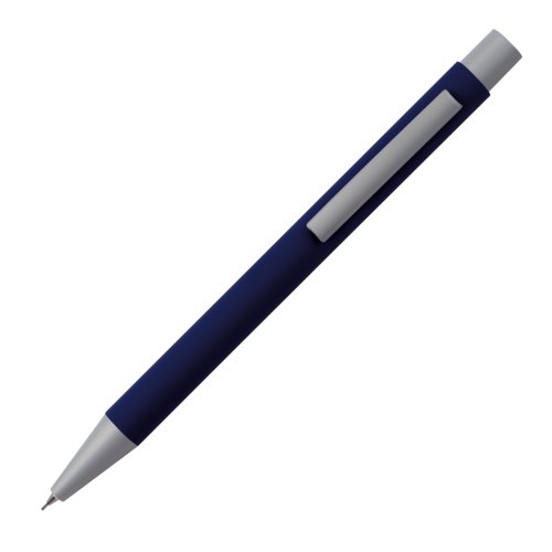 Matita meccanica blu scuro con clip e parti metalliche.
