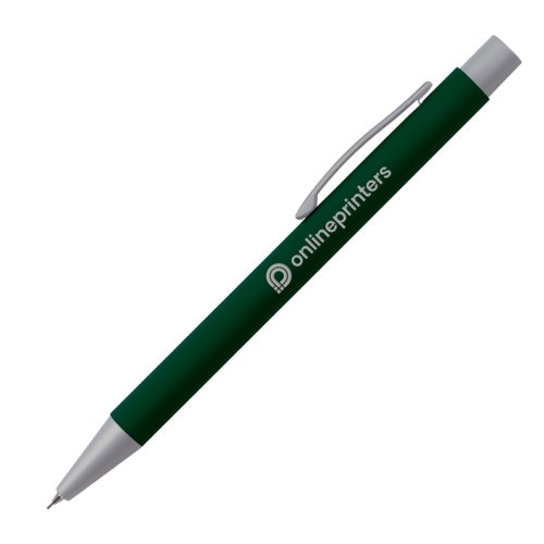 Matita meccanica verde scuro con clip.