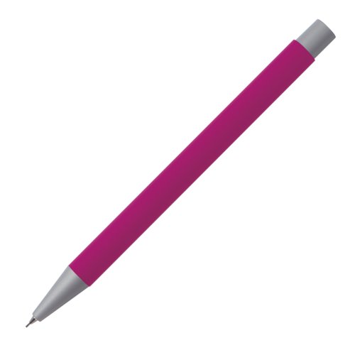 Matita meccanica rosa con elementi in metallo e motivo.