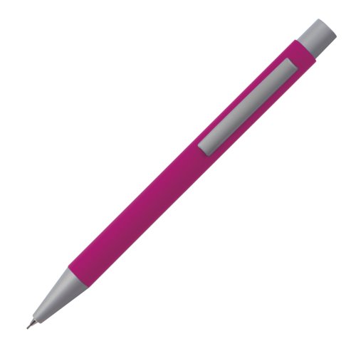 Matita meccanica rosa con clip.