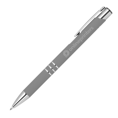 Penna gel antracite con clip e pulsante.