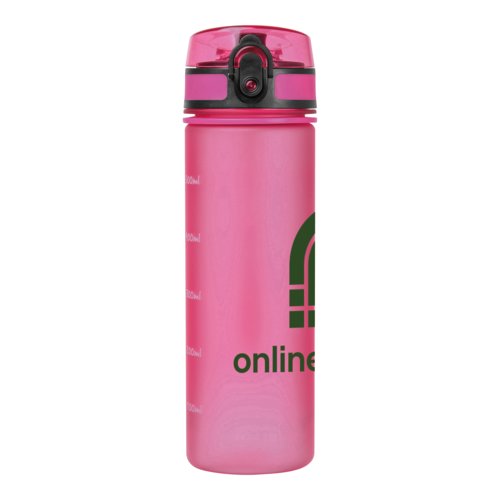 Borraccia rosa in tritan con tappo a vite.