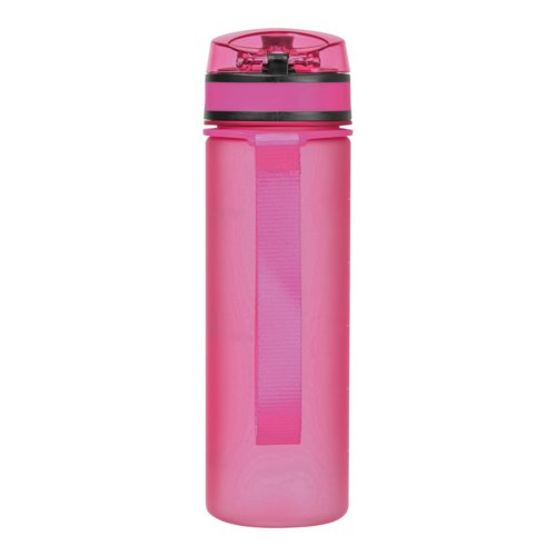 Borraccia rosa in Tritan con cinturino.