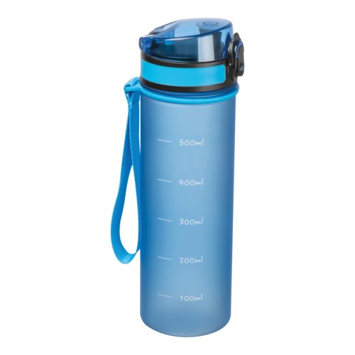 Borraccia in Tritan azzurro con laccetto.