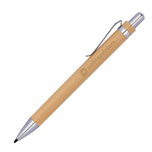 Penna in bamboo color legno con clip.