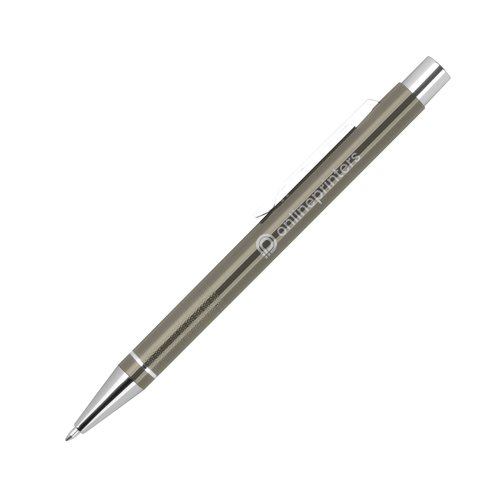 Penna gel antracite con clip e meccanismo a pressione.