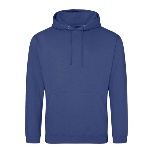 Felpa con cappuccio blu in cotone-poliestere con cappuccio e coulisse.