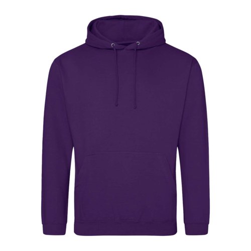 Felpa con cappuccio viola in misto cotone-poliestere con cappuccio e coulisse.