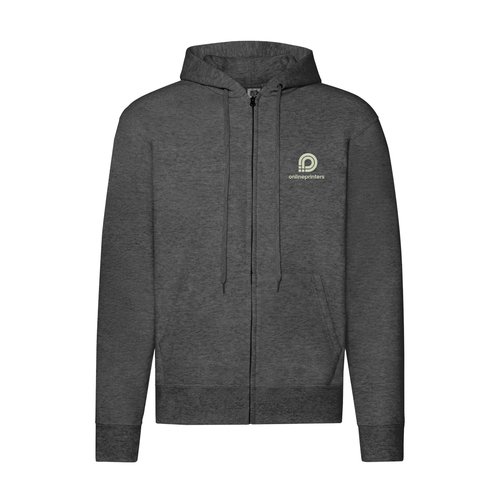Felpa mlange grigio scuro in misto cotone con cappuccio e zip integrale.