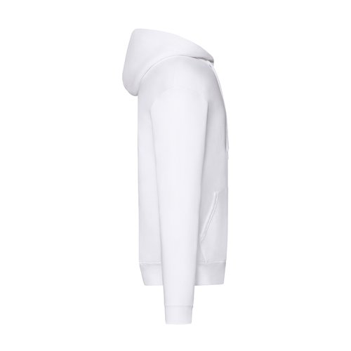 Giacca con cappuccio bianca in misto cotone da uomo con zip integrale e tasche.