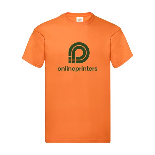 T-shirt da uomo arancione in cotone con maniche corte e girocollo.