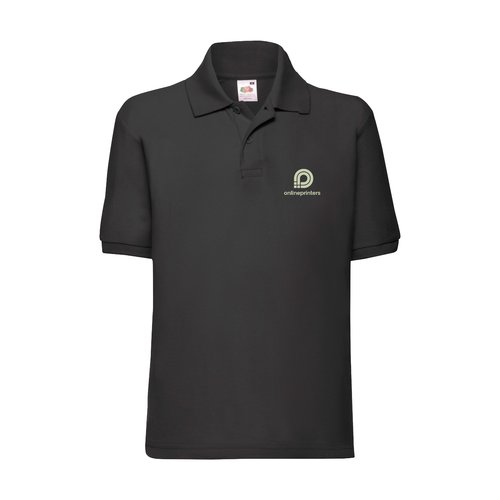Polo piqu nera da bambino in misto cotone a maniche corte.
