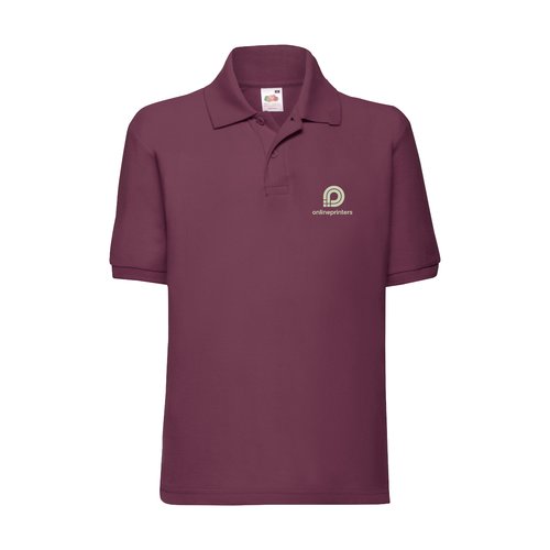 Polo da bambino bordeaux in misto poliestere-cotone con texture piqu.