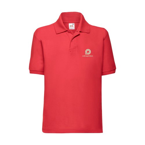 Polo rosso da bambino in misto cotone a maniche corte.