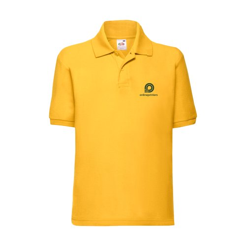 Polo piqu giallo in misto poliestere e cotone per bambini.