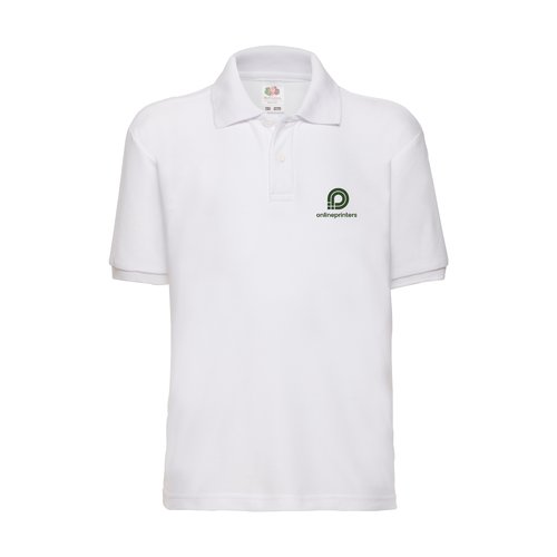 Polo bianco da bambino in misto piqu a maniche corte.