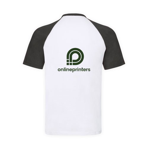 T-shirt bianca in cotone con maniche raglan nere da uomo.