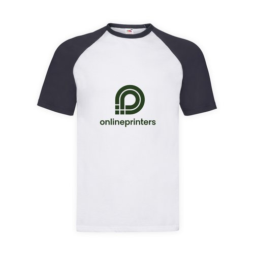 T-shirt in cotone bianco/navy con maniche raglan corte da uomo.