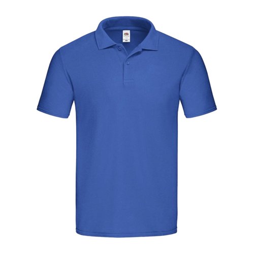 Polo in cotone blu royal da uomo con abbottonatura corta.