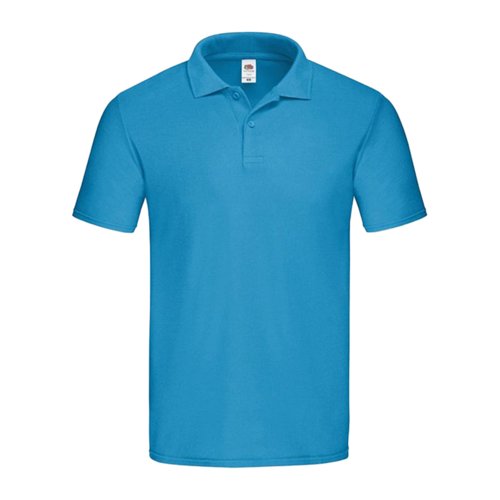 Polo in cotone azzurro da uomo con abbottonatura corta.