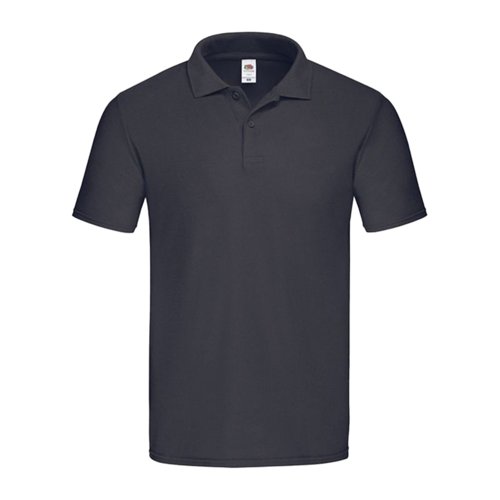 Polo in cotone nero-blu da uomo con maniche corte e abbottonatura.