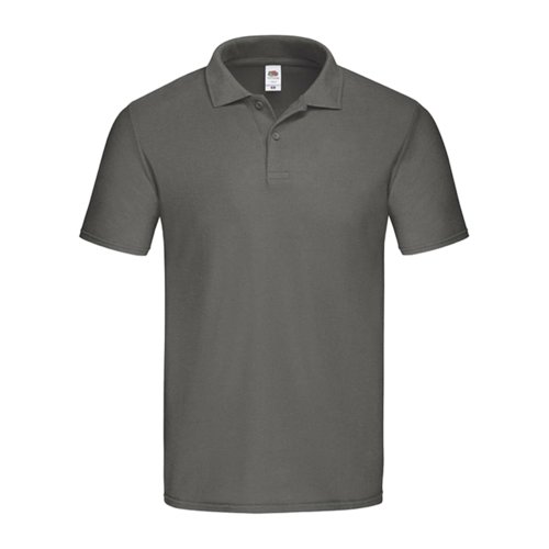 Polo in cotone grigio scuro con abbottonatura.