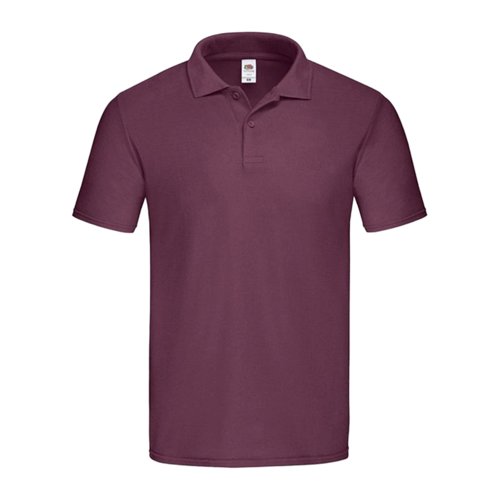 Polo in cotone bordeaux da uomo con abbottonatura corta.