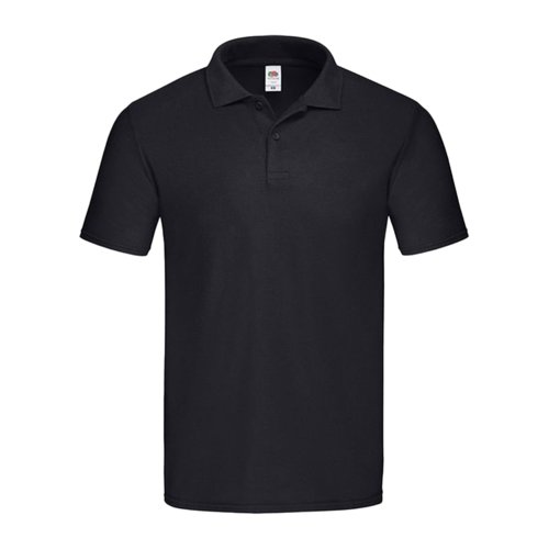 Polo nera in cotone con abbottonatura corta.