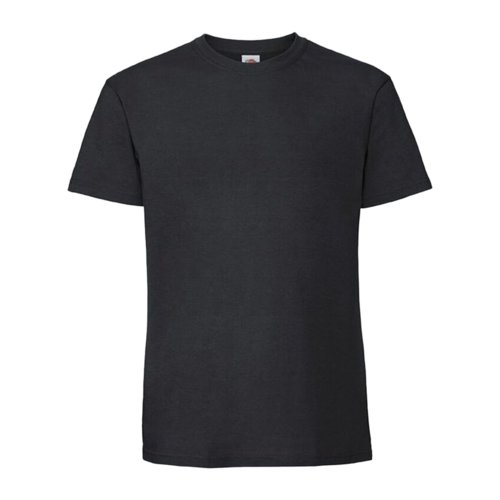 T-shirt nera in cotone con maniche corte e collo rotondo.
