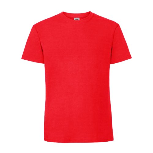 T-shirt rossa in cotone con maniche corte e collo rotondo.