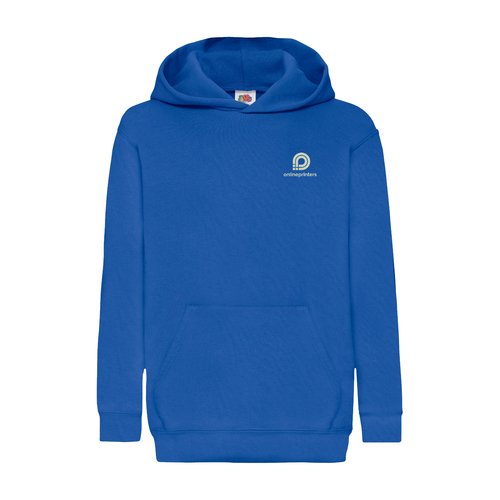 Felpa con cappuccio blu reale in cotone-poliestere per bambini con cappuccio e tasca a marsupio.
