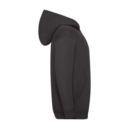 Felpa nera in misto cotone con cappuccio e zip integrale per bambini.