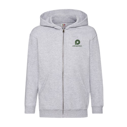 Giacca felpa grigio mlange in misto cotone con cappuccio e zip integrale.