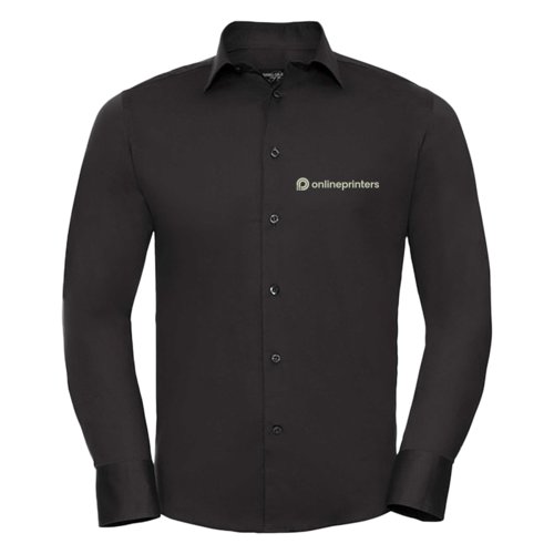 Camicia nera a maniche lunghe con abbottonatura.