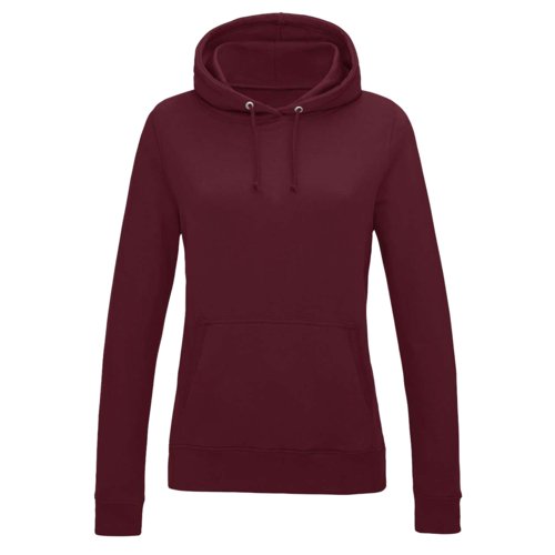 Felpa con cappuccio bordeaux in cotone-poliestere in stile college con cappuccio e tasca a marsupio.