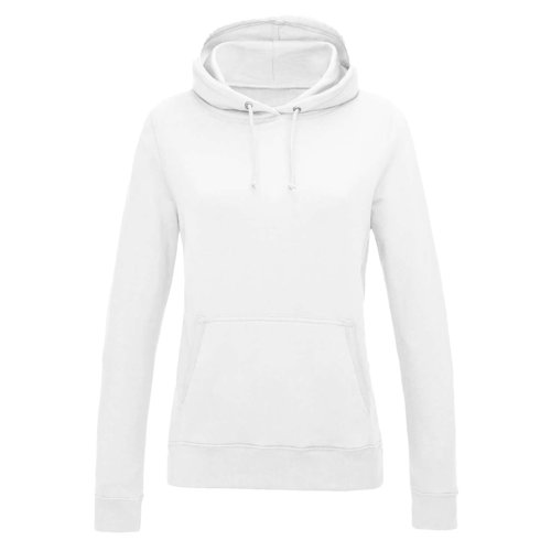 Felpa bianca in cotone-poliestere con cappuccio e coulisse.