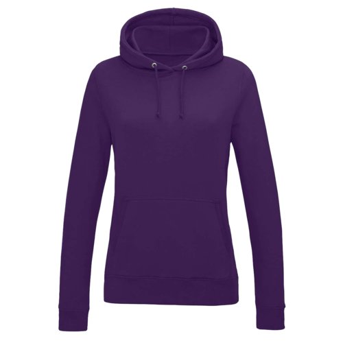 Felpa viola in cotone e poliestere con cappuccio e tasca a marsupio.