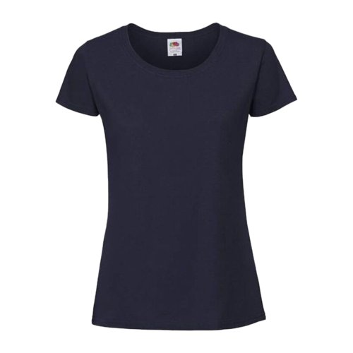 T-shirt blu scuro da donna in cotone a maniche corte.