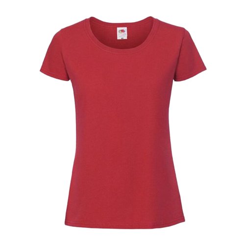 T-shirt rossa in cotone da donna a maniche corte.