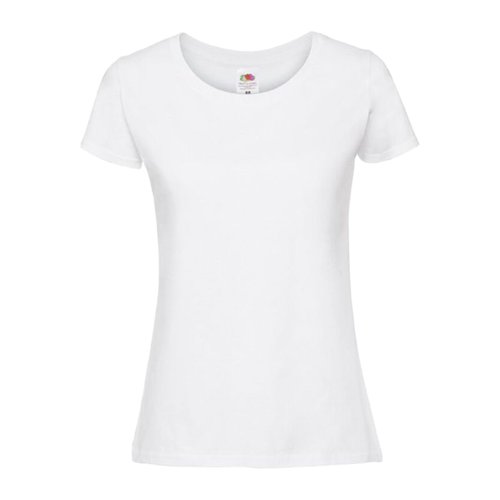 T-shirt bianca da donna in cotone a maniche corte.