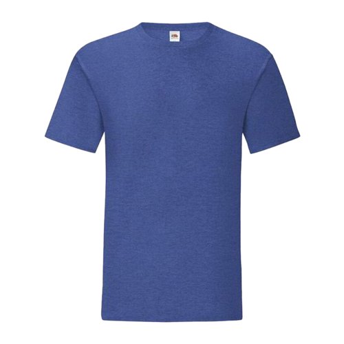 T-shirt da uomo blu mlange in cotone con collo rotondo.