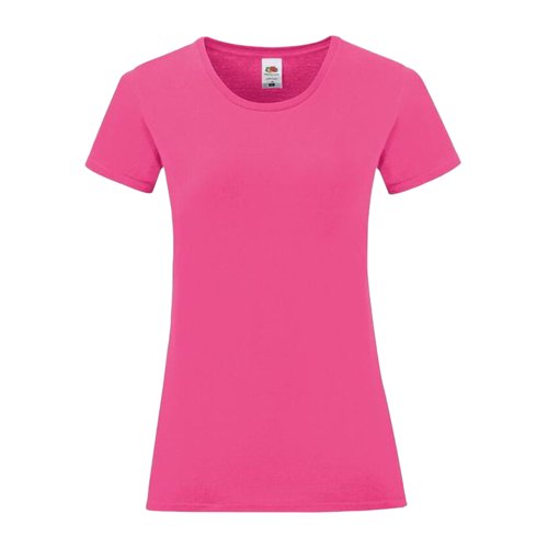 T-shirt da donna in cotone fucsia a maniche corte.