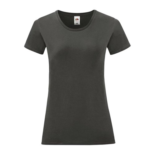 T-shirt da donna in cotone grigio scuro a maniche corte.