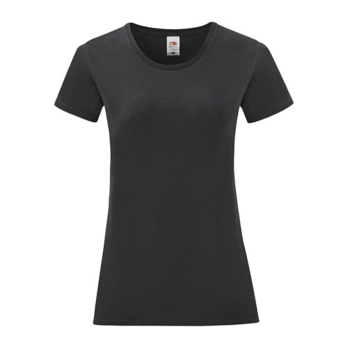 T-shirt nera da donna in cotone a maniche corte.