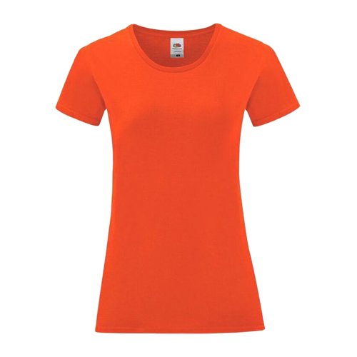 T-shirt da donna arancione in cotone a maniche corte.