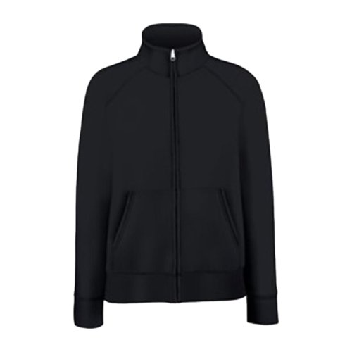 Giacca felpa nera in misto cotone con zip integrale e tasche.