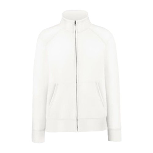 Giacca felpa bianca in misto cotone con zip integrale.