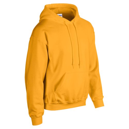 Felpa con cappuccio in cotone-poliestere giallo dorato da uomo con cappuccio e tasca a marsupio.