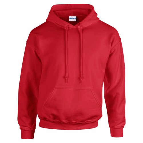 Felpa rossa da uomo in misto cotone con tasca a marsupio e cappuccio.